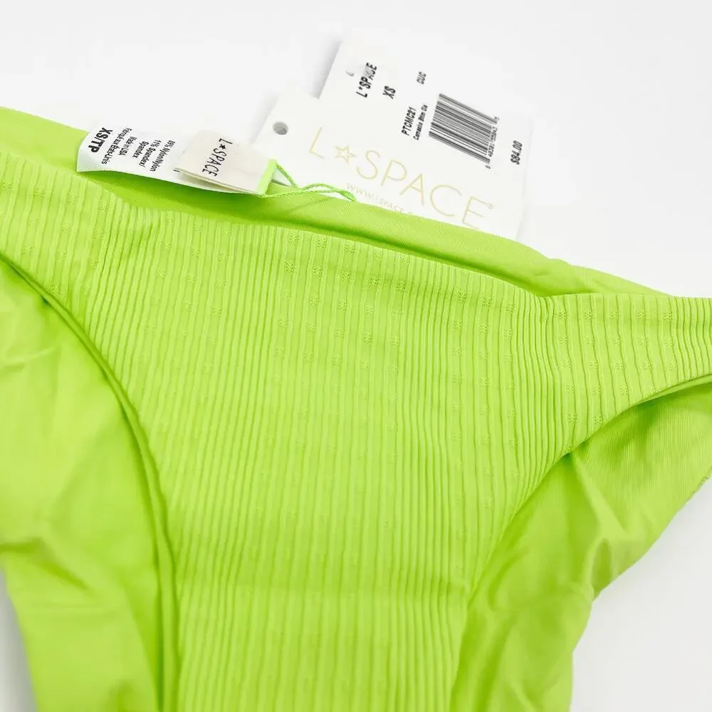 L*Space The Camacho Low RIse Bikini Bottoms Cucumber Green Size XS NEW with Tags